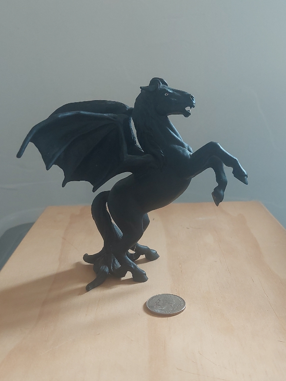 Winged Rearing Horse Statue - Matte Black Figurine